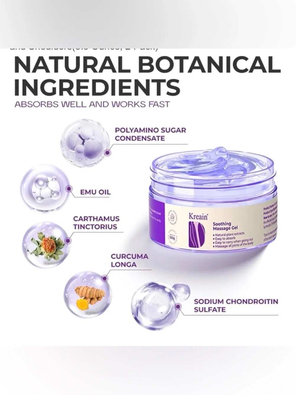 Bundle of 2 Soothing Pain Relief Massage Gel — Purple - Picture 2 of 7